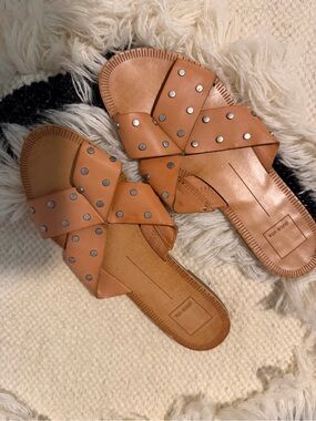Dolce Vita Tan Studded Slide Sandals
